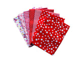CraftsFabrics Printed Cotton Fat Quarters Fabrics, Pack of 7, Red & White Patterns